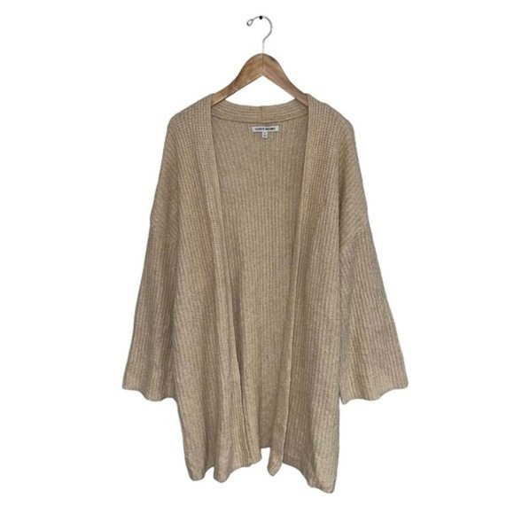 Elizabeth‎ and James Cardigan Sweater Women's Size XL Beige Cream Cotton Knit - Picture 1 of 7